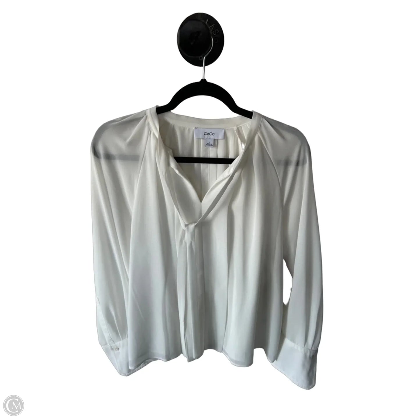 Top Long Sleeve By Cece In White, Size: L