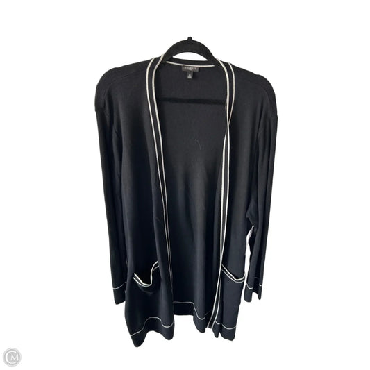 Sweater Cardigan By Talbots In Black & Cream, Size: 3x