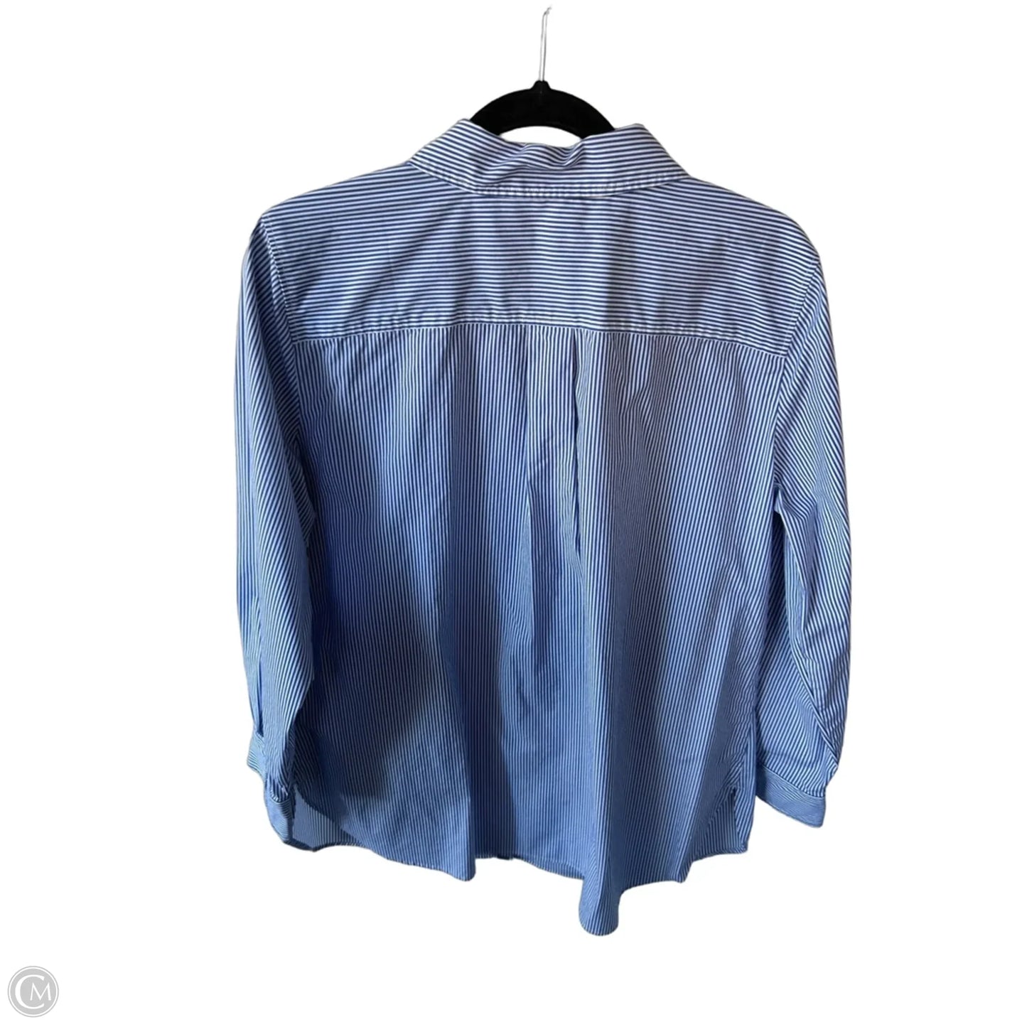 Top Long Sleeve By Talbots In Blue & White, Size: 1x
