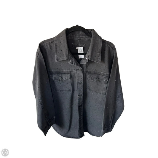 Jacket Shirt By Maurices In Black & Grey, Size: L