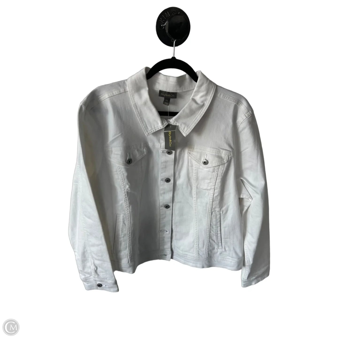 Jacket Denim By Style And Company In White Denim, Size: Xxl