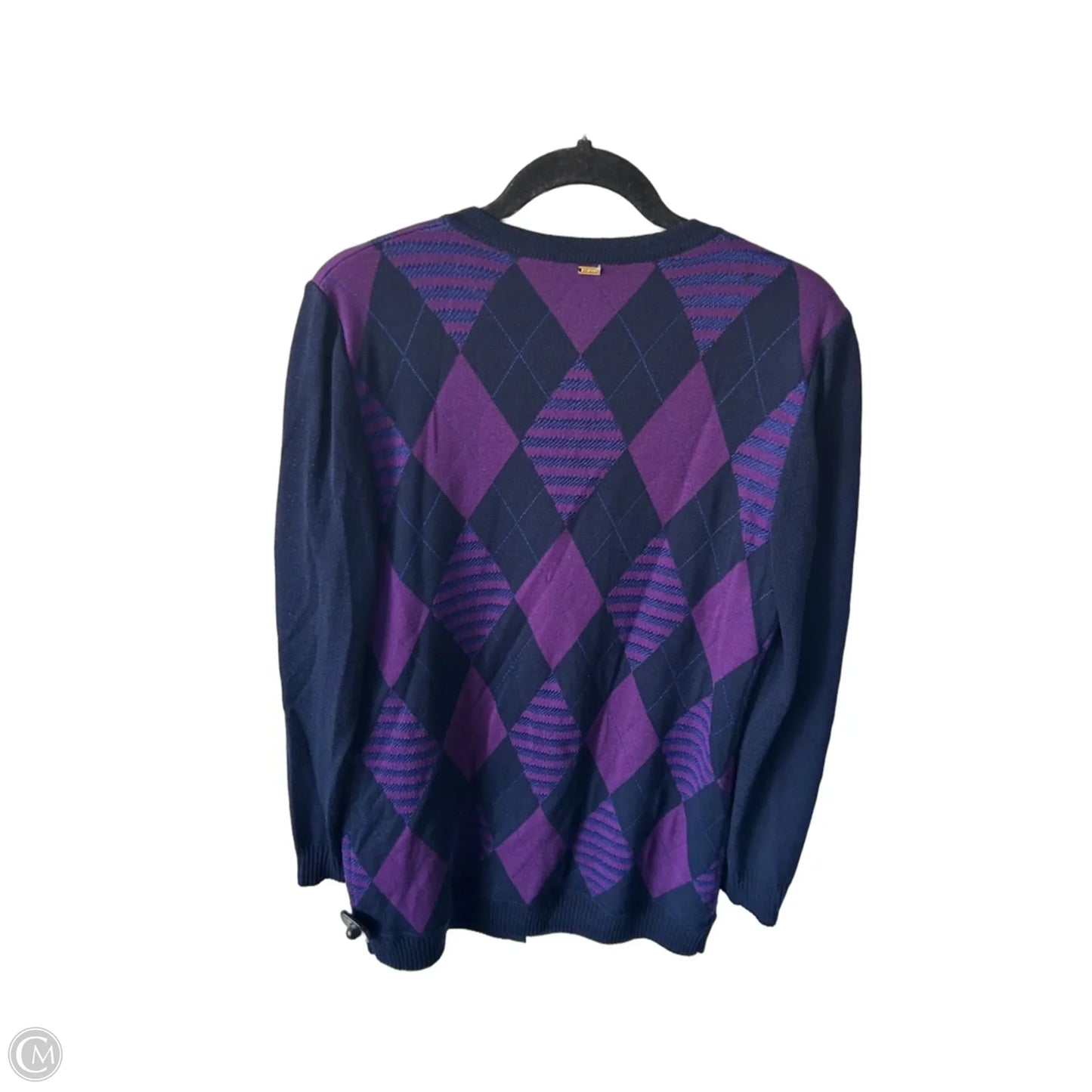 Sweater Cardigan By St. John In Blue & Purple, Size: M