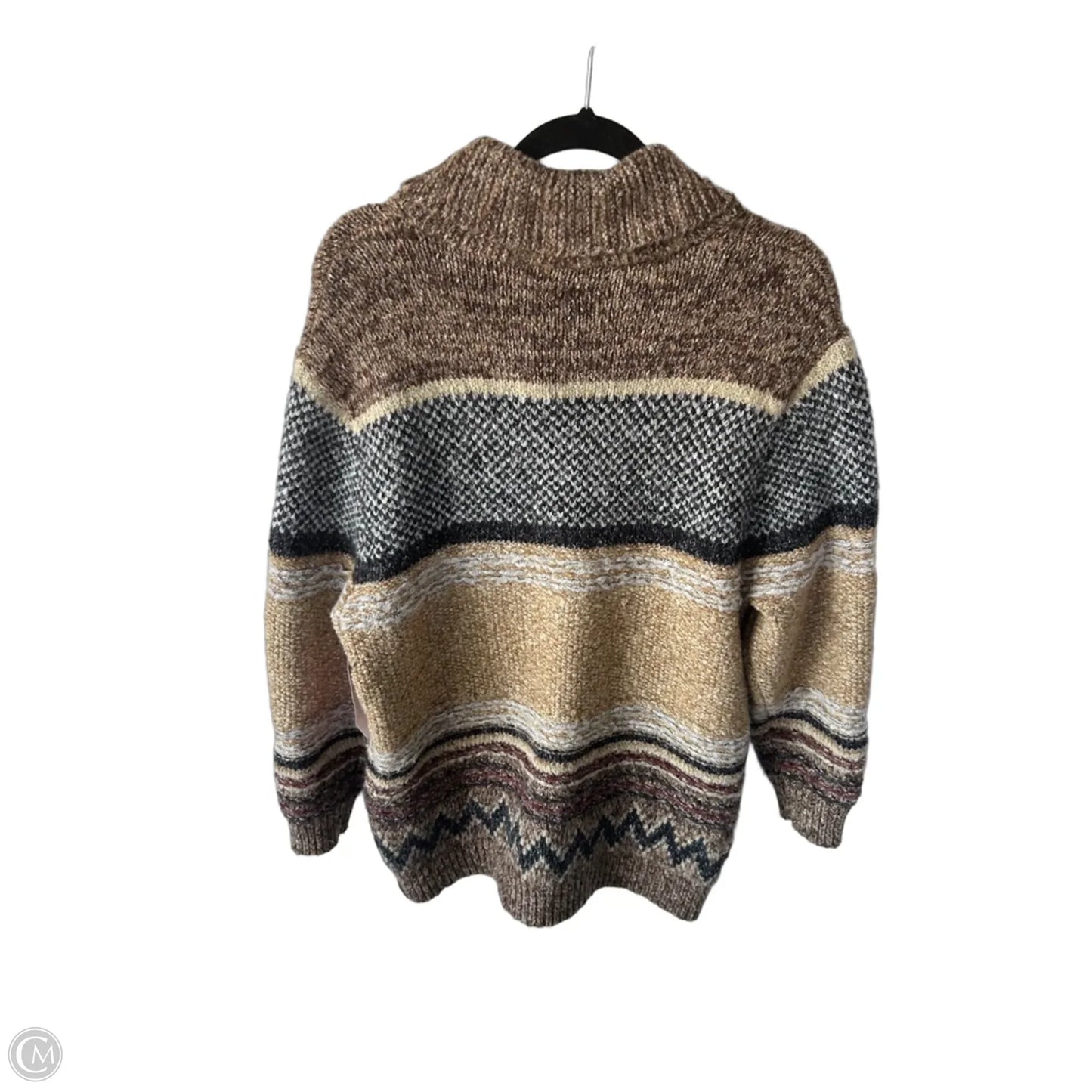 Sweater Cardigan By Cmc In Brown & Tan, Size: M