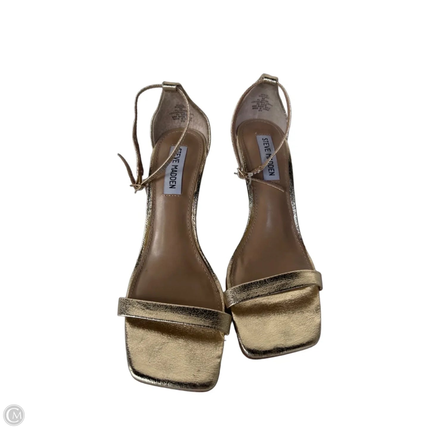 Sandals Heels Stiletto By Steve Madden In Gold, Size: 8