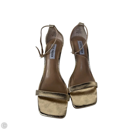 Sandals Heels Stiletto By Steve Madden In Gold, Size: 8