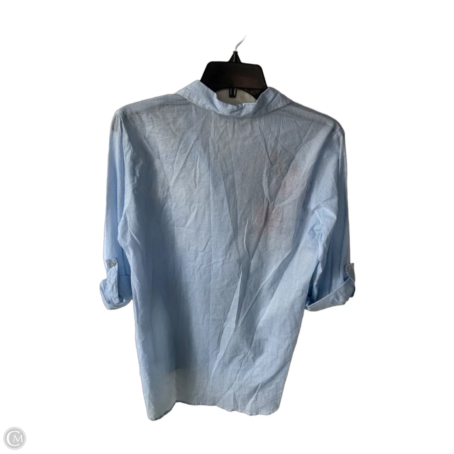 Tunic Long Sleeve By Clothes Mentor In Blue & White, Size: M