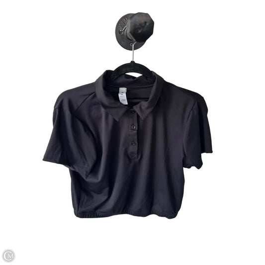 Athletic Top Short Sleeve By Yogalicious In Black, Size: M
