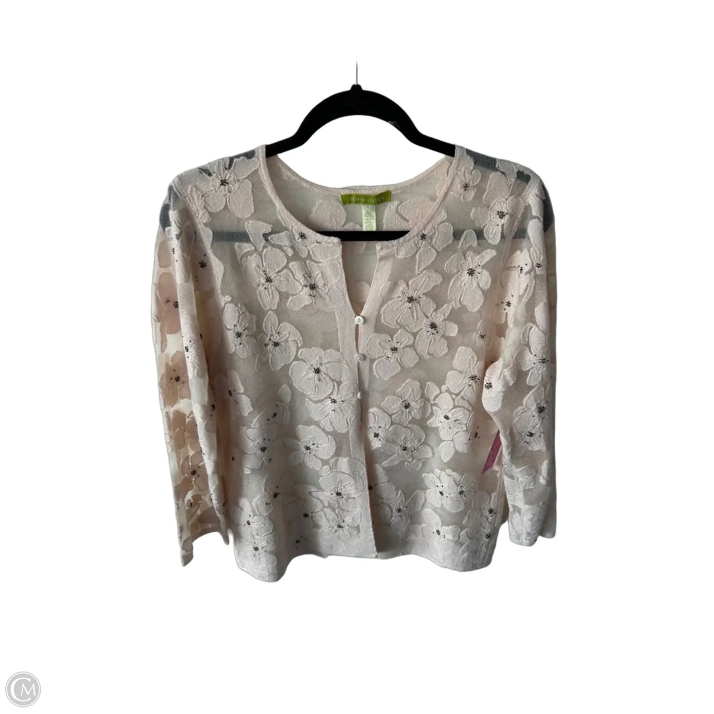Sweater Cardigan By Sigrid Olsen In Cream, Size: L