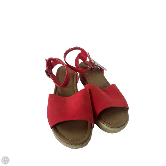 Sandals Heels Wedge By Lane Bryant In Coral, Size: 8