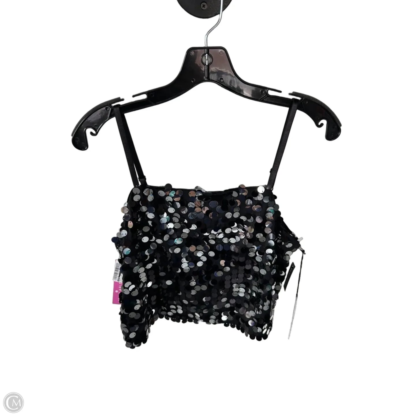 Top Sleeveless By Leith In Black & Silver, Size: M