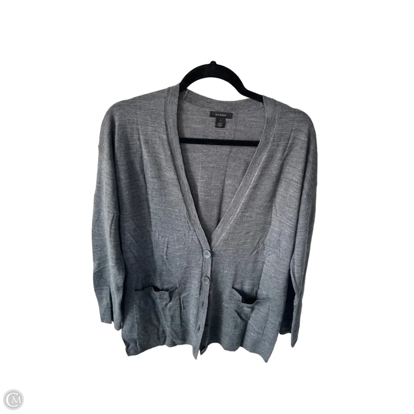 Sweater Cardigan By Halogen In Grey, Size: S