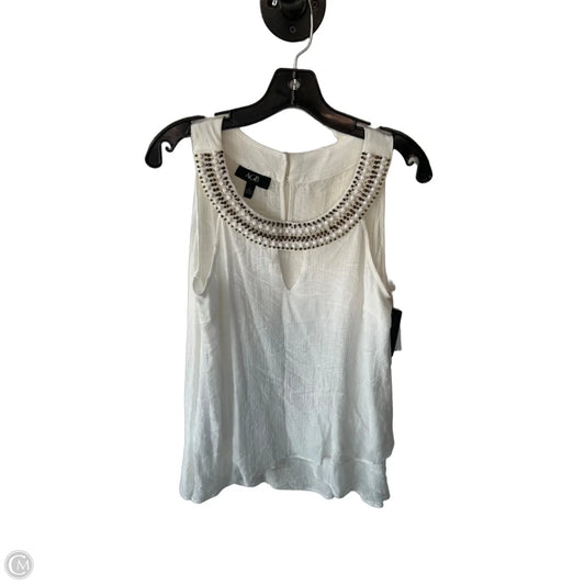 Top Sleeveless By Agb In White, Size: L
