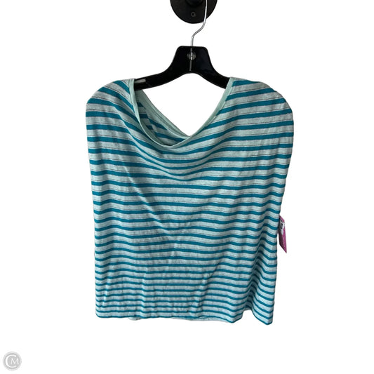 Top Short Sleeve By Talbots In Blue & White, Size: Xl