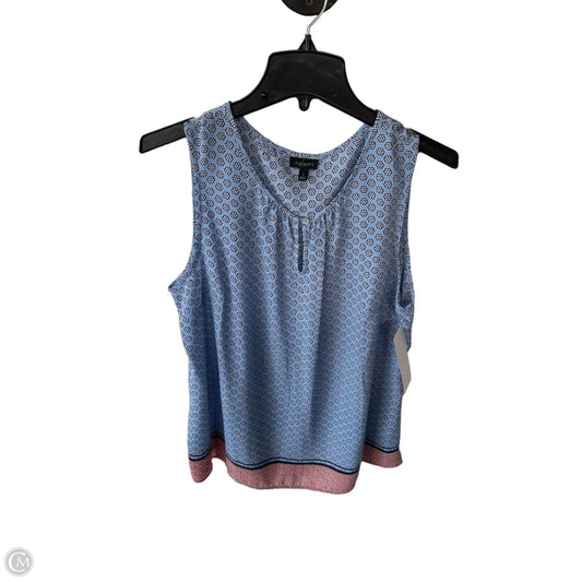 Top Sleeveless By Talbots In Blue & White, Size: L