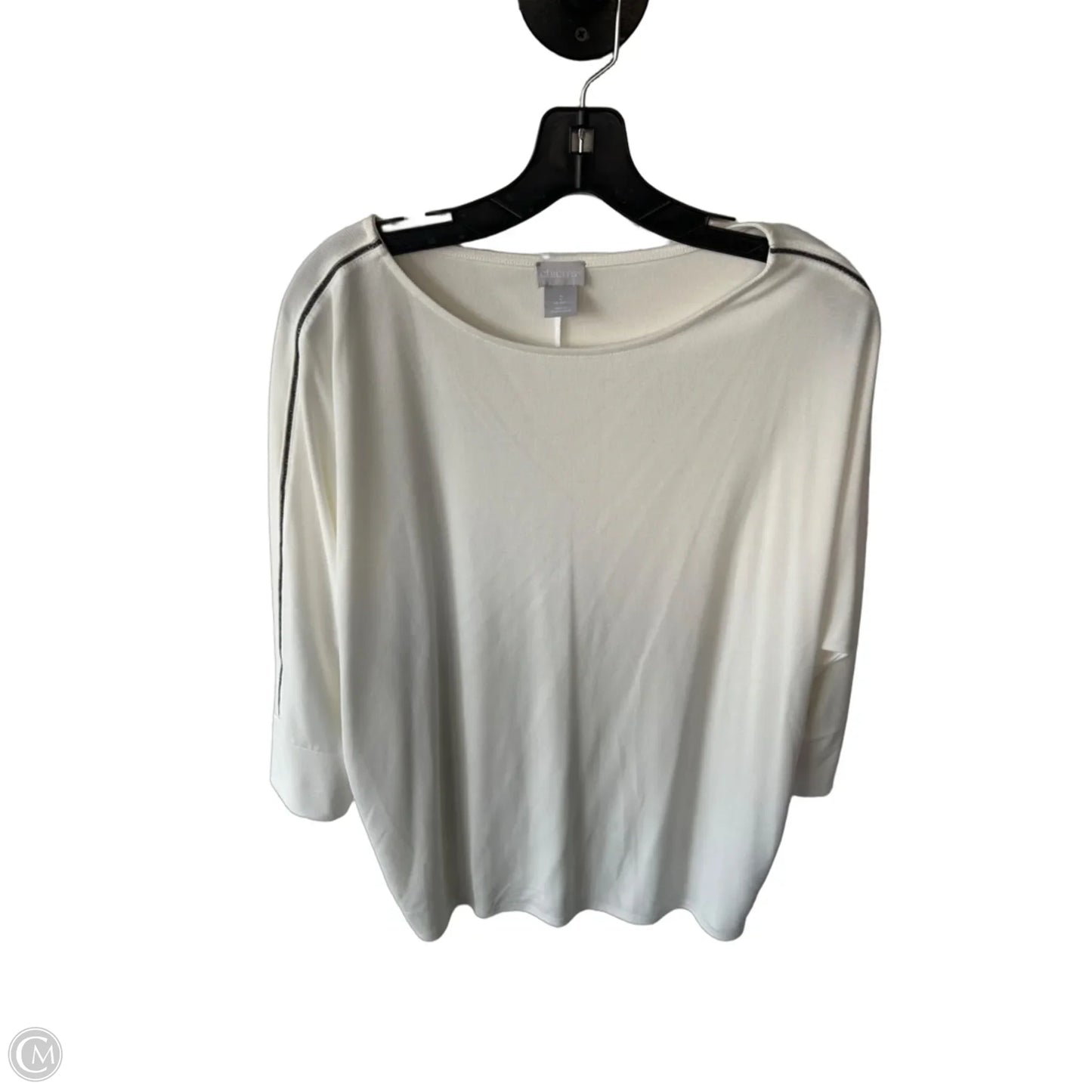 Top 3/4 Sleeve By Chicos In White, Size: L