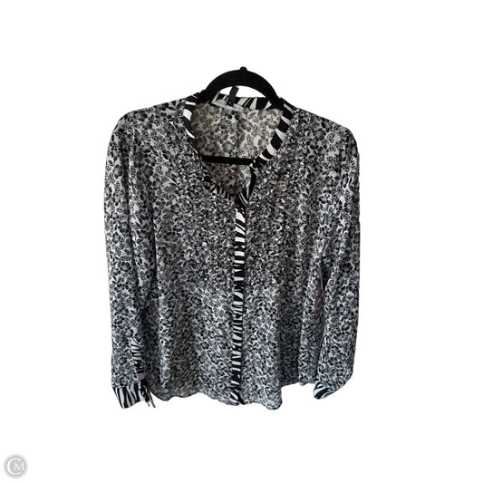 Top Long Sleeve By White House Black Market In Black & White, Size: M