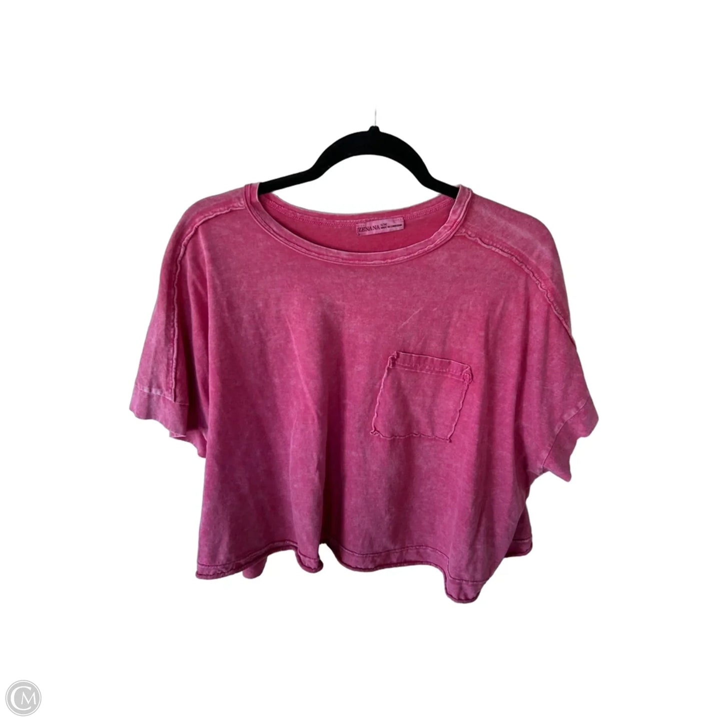 Top Short Sleeve Basic By Zenana In Pink, Size: S