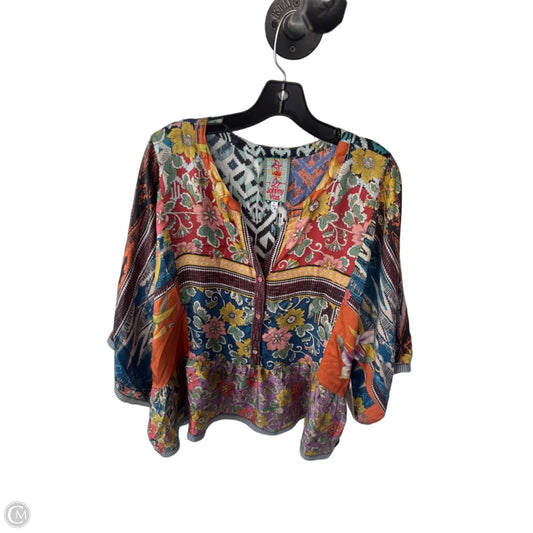 Top 3/4 Sleeve Designer By Johnny Was In Multi-colored, Size: Xl