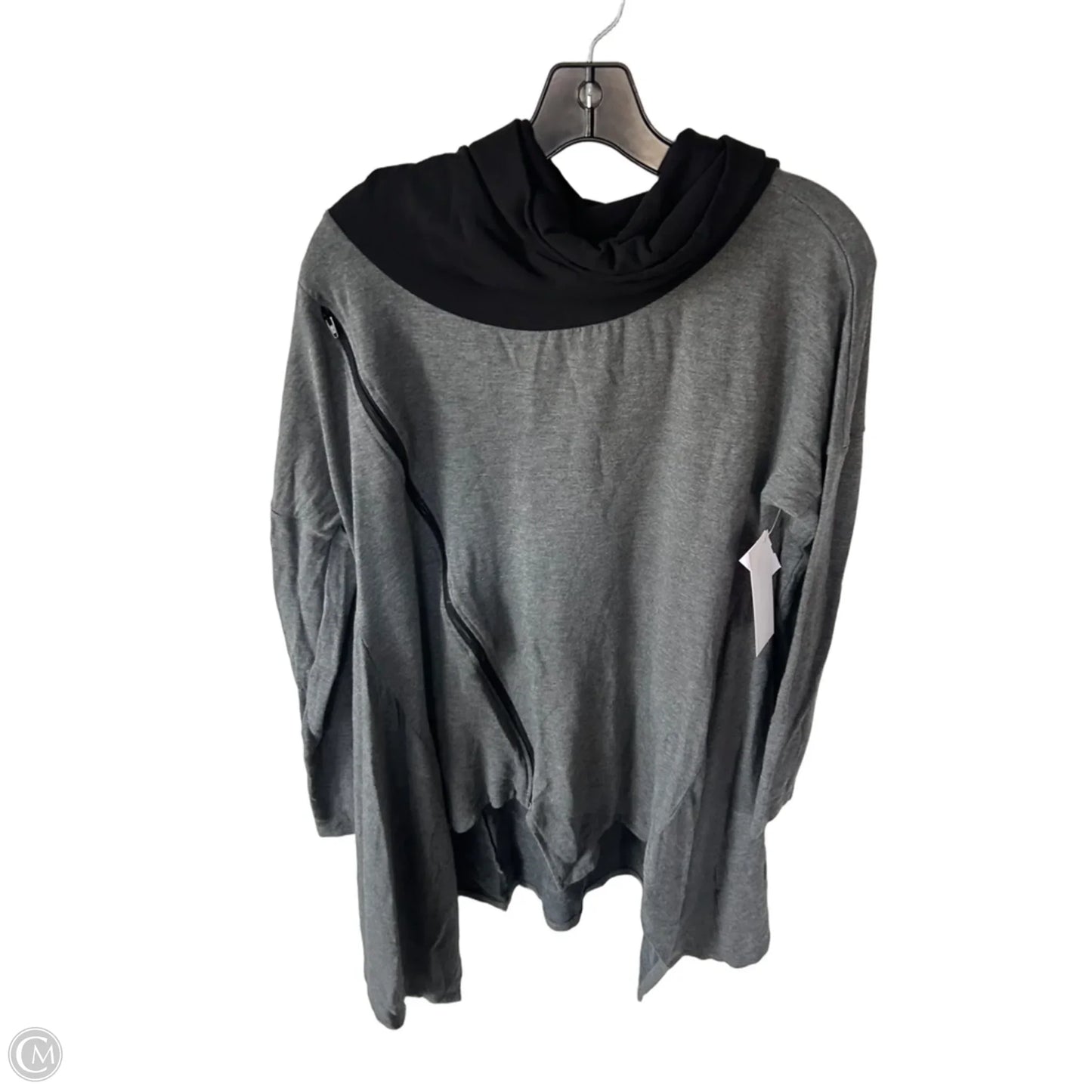 Tunic Long Sleeve By Clothes Mentor In Black & Grey, Size: M