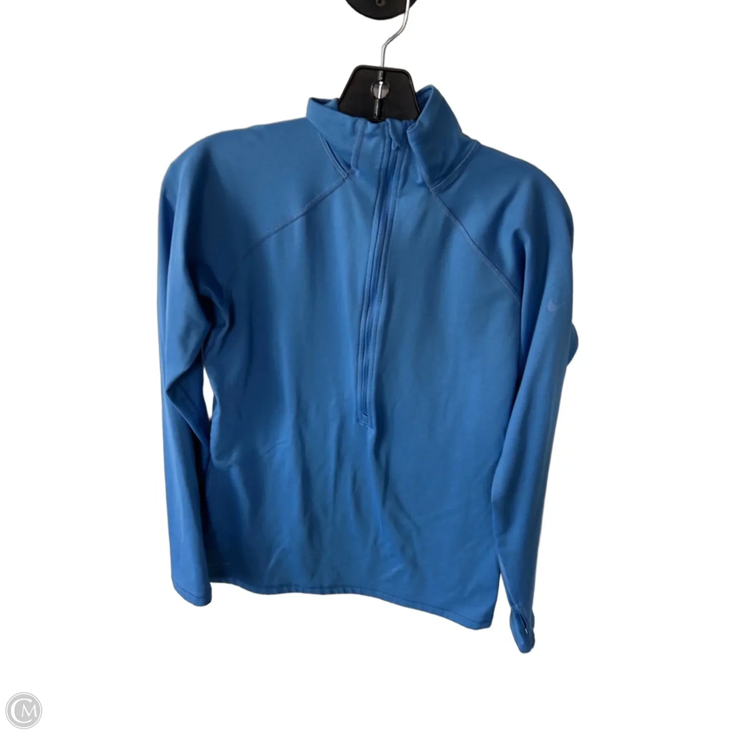 Athletic Top Long Sleeve Collar By Nike In Blue, Size: L