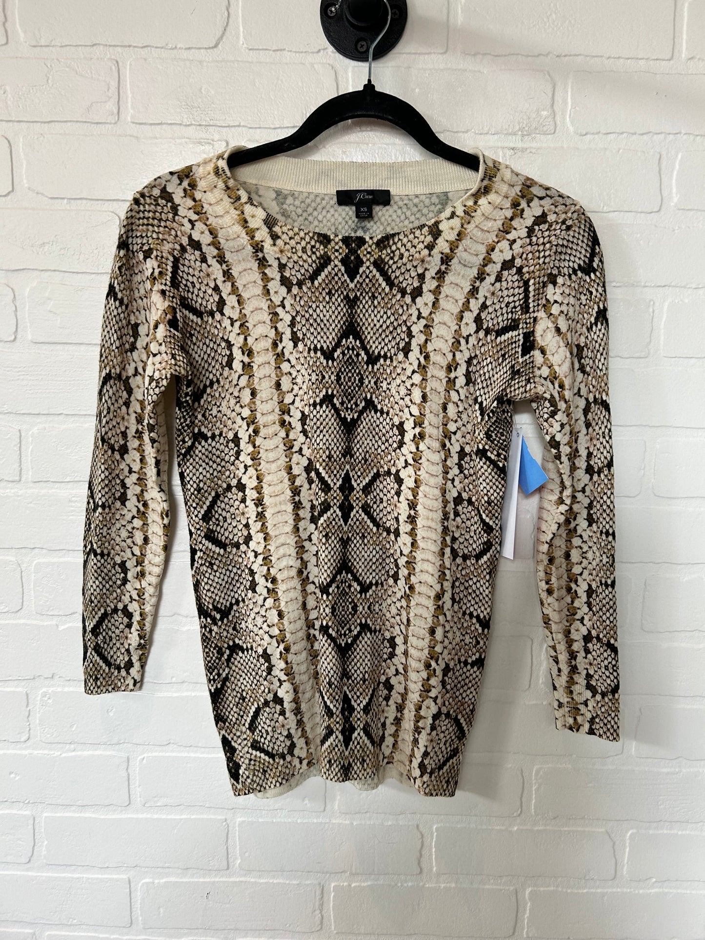 Snakeskin Print Top Long Sleeve J Crew O, Size Xs