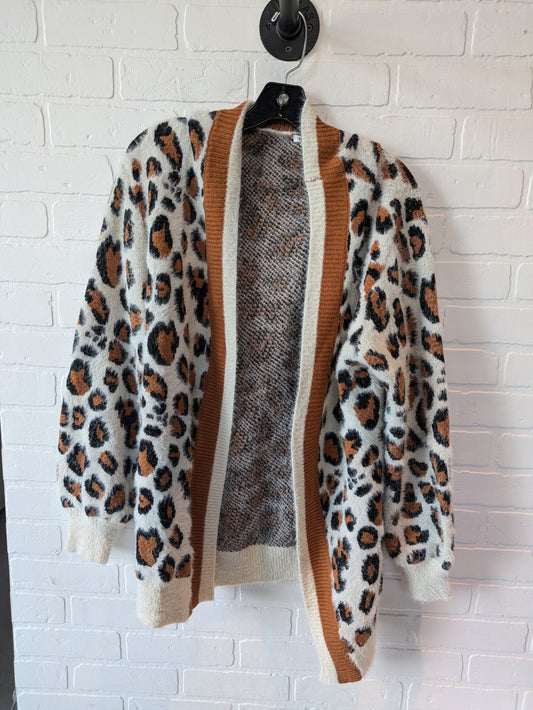 Animal Print Sweater Cardigan En Creme, Size L