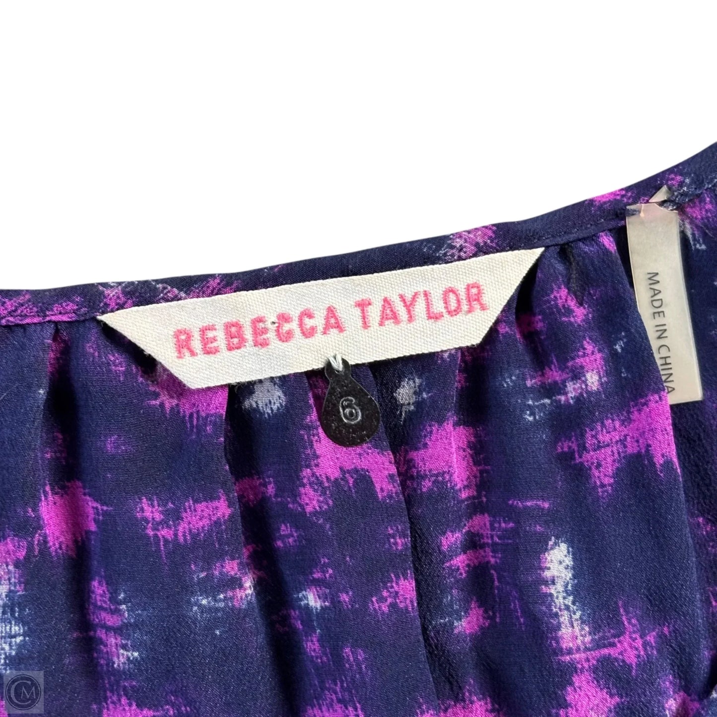 Blouse Long Sleeve By Rebecca Taylor In Blue & Purple, Size: S