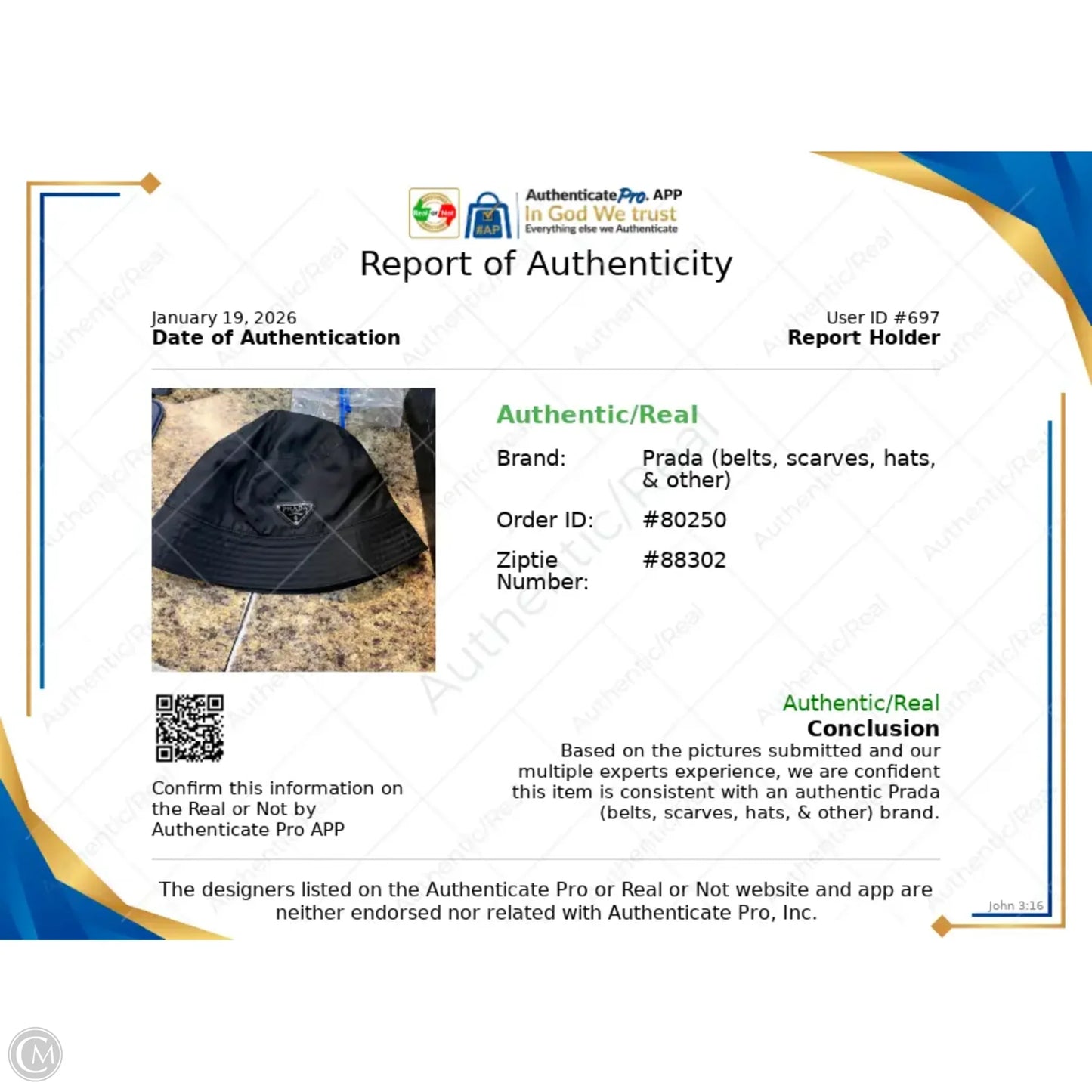 Hat Luxury Designer By Prada