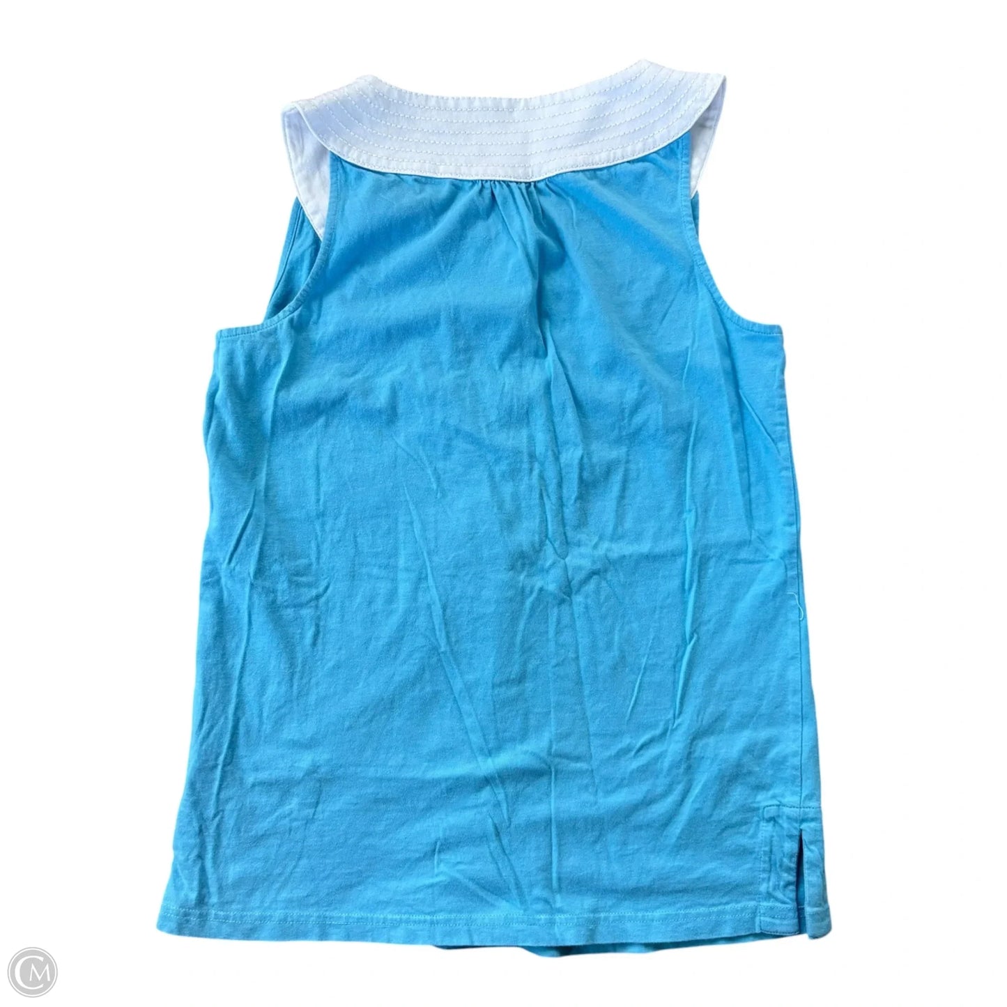 Top Short Sleeve Designer By Lilly Pulitzer In Blue & White, Size: Xs