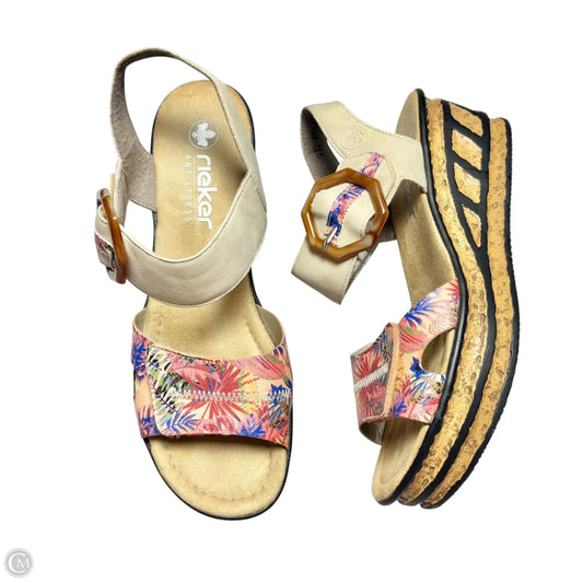 Sandals Heels Platform By Riekers In Pink & Tan, Size: 11.5