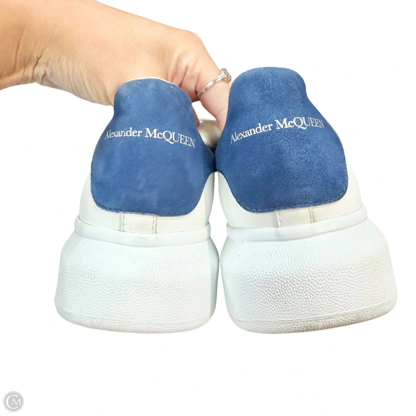 Shoes Luxury Designer By Alexander Mcqueen In Blue & White, Size: 9.5