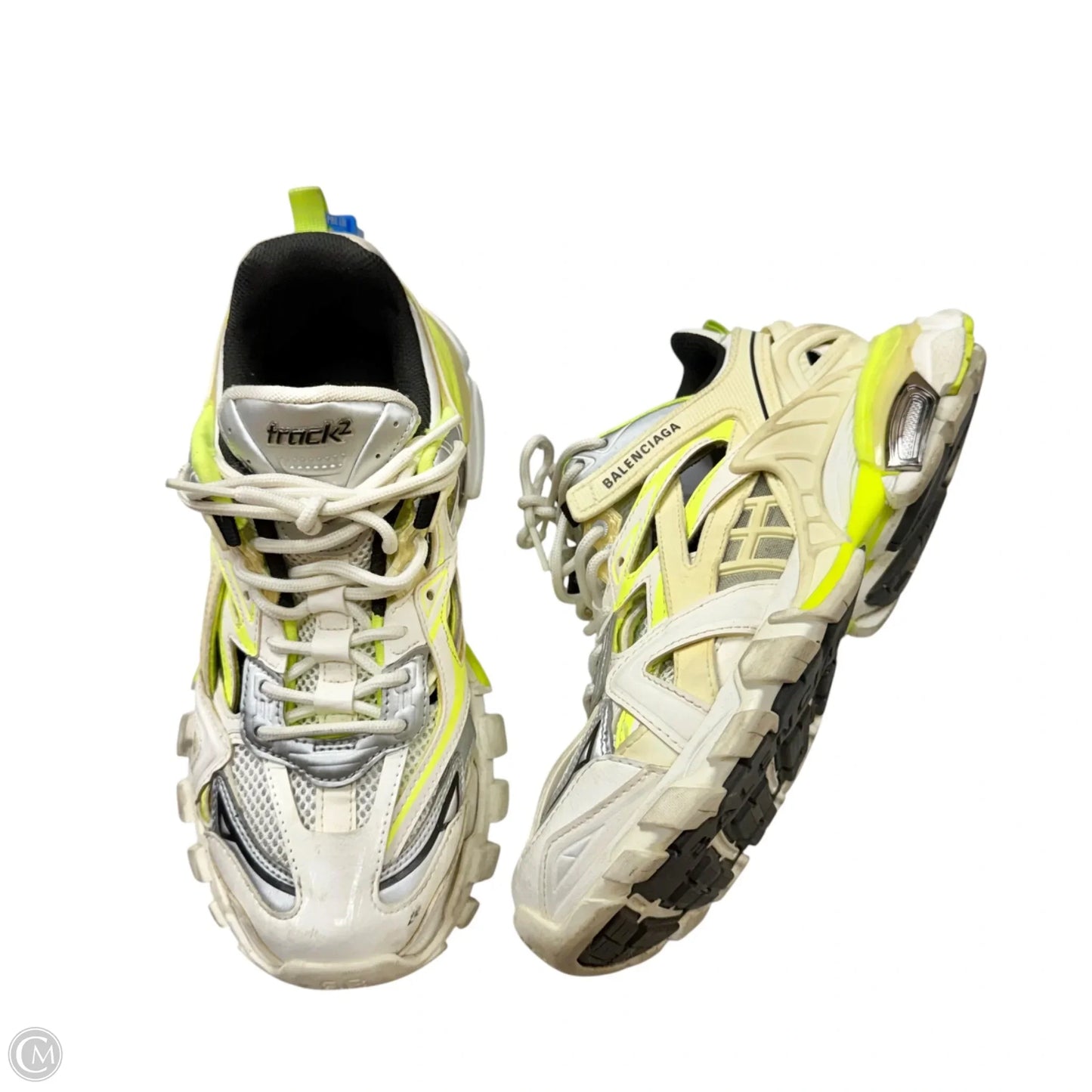 Shoes Luxury Designer By Balenciaga In White & Yellow, Size: 9