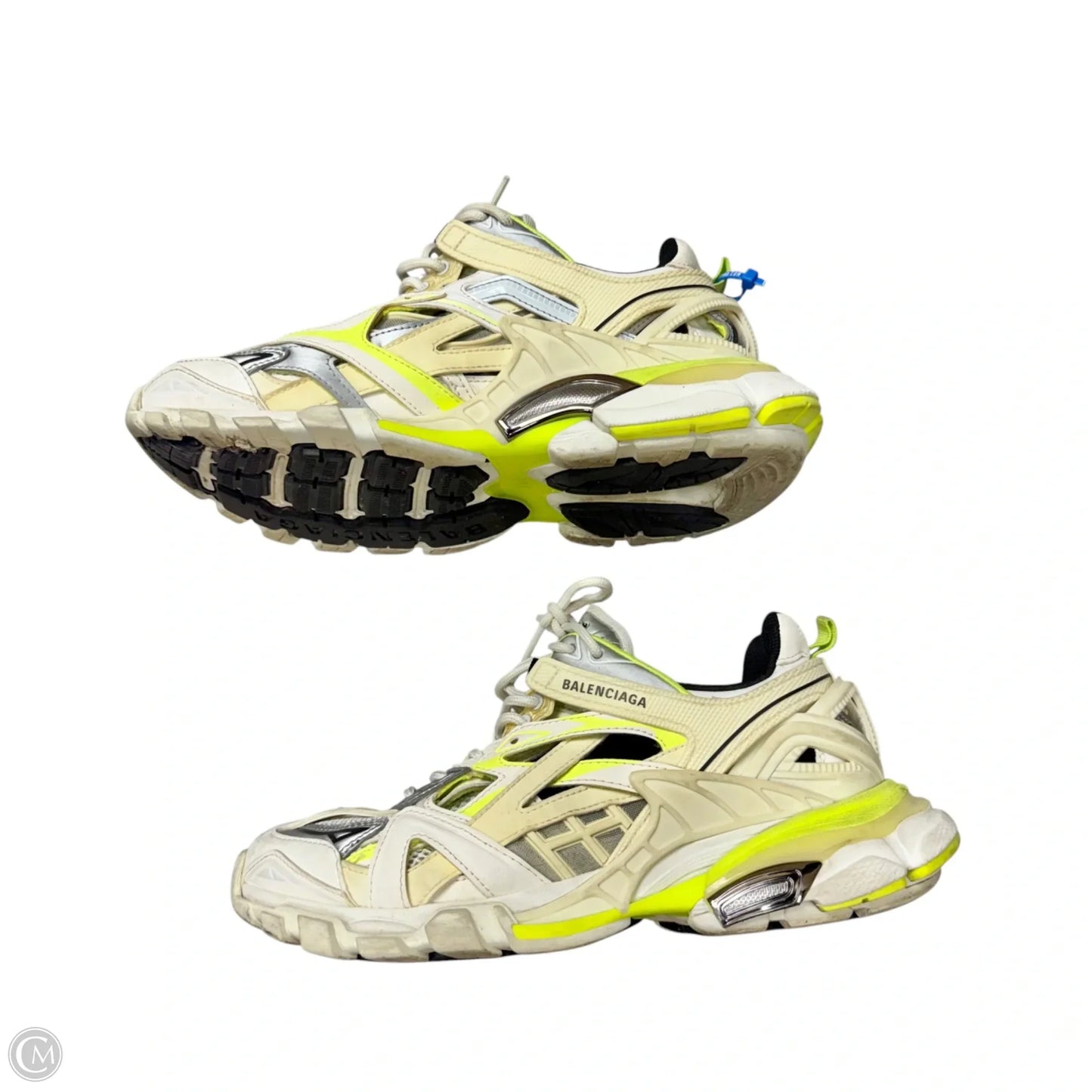 Shoes Luxury Designer By Balenciaga In White & Yellow, Size: 9