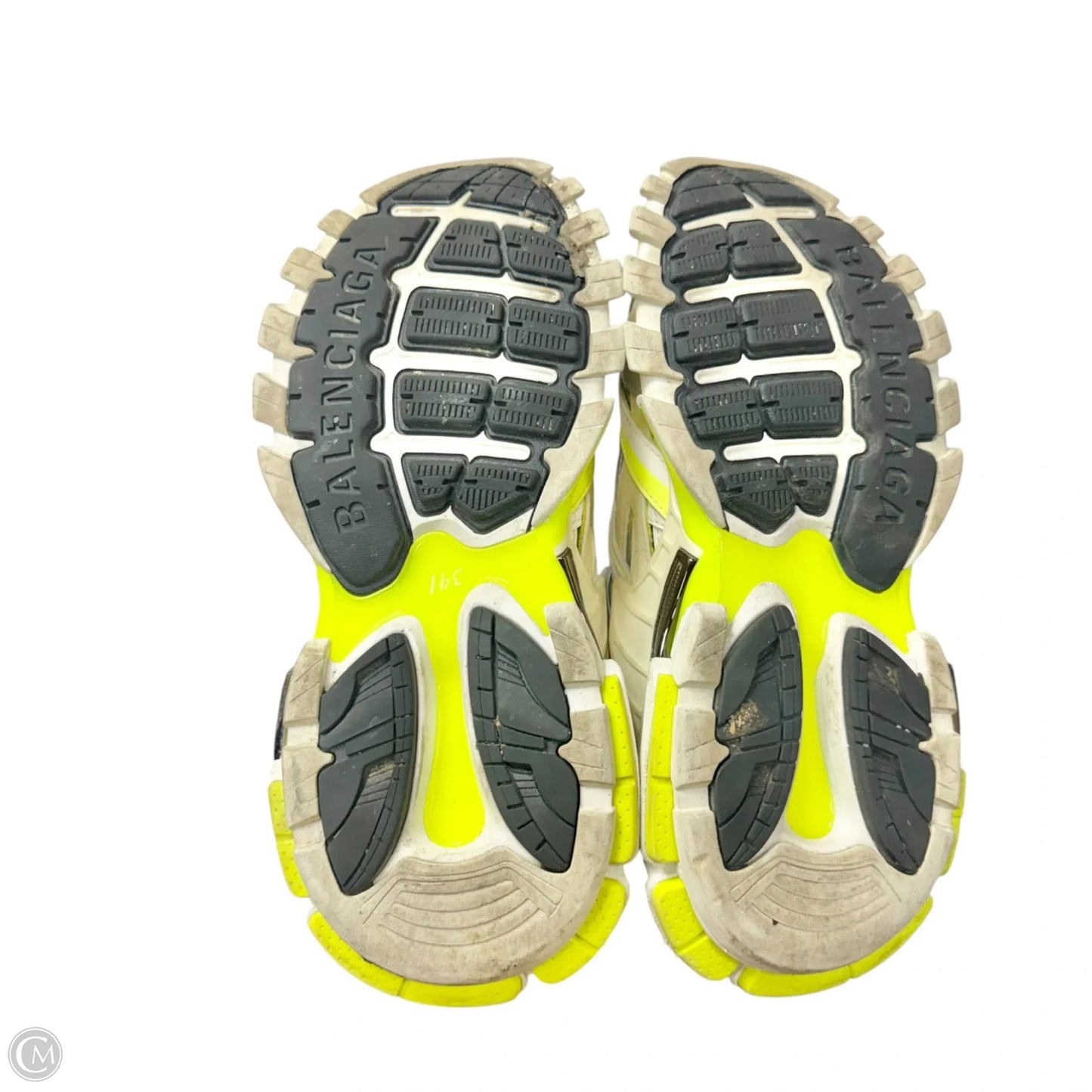 Shoes Luxury Designer By Balenciaga In White & Yellow, Size: 9
