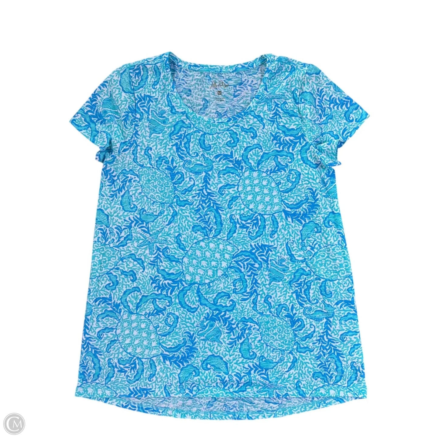 Top Short Sleeve Designer By Lilly Pulitzer In Blue, Size: M