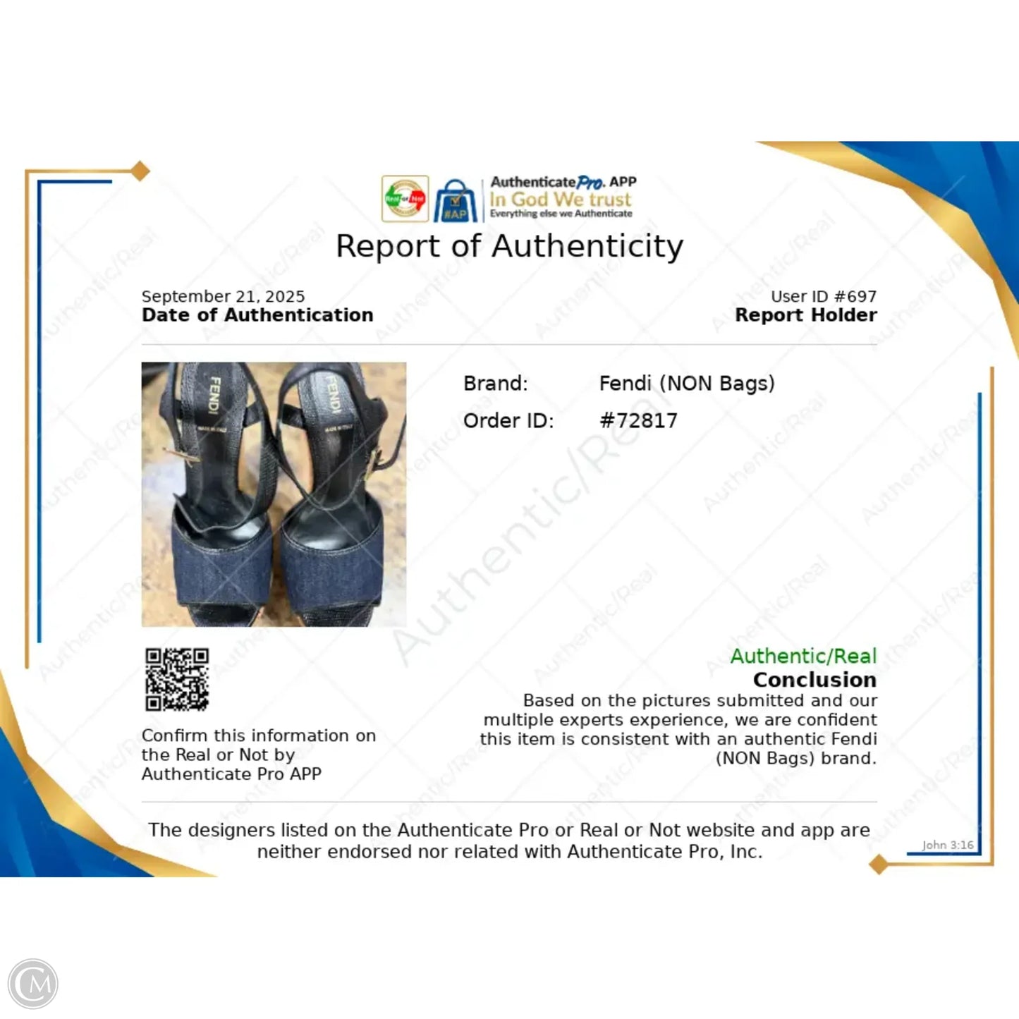 Shoes Luxury Designer By Fendi In Blue, Size: 7.5