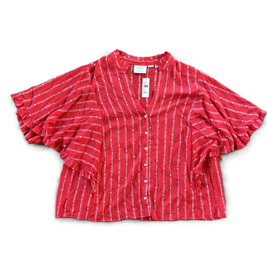 Top Short Sleeve By Maeve In Red & White, Size: 3x