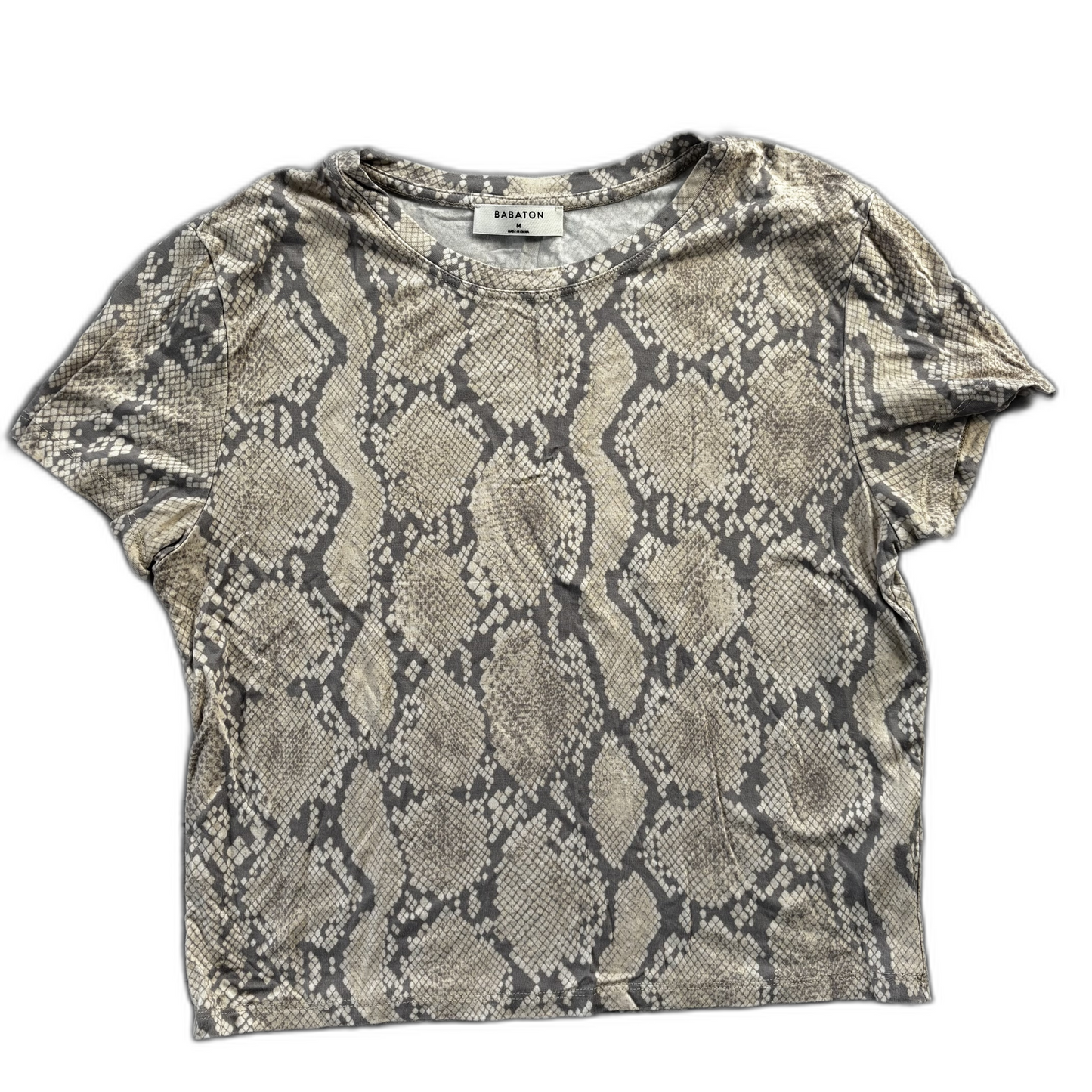 Top Short Sleeve By Babaton In Snakeskin Print, Size: M