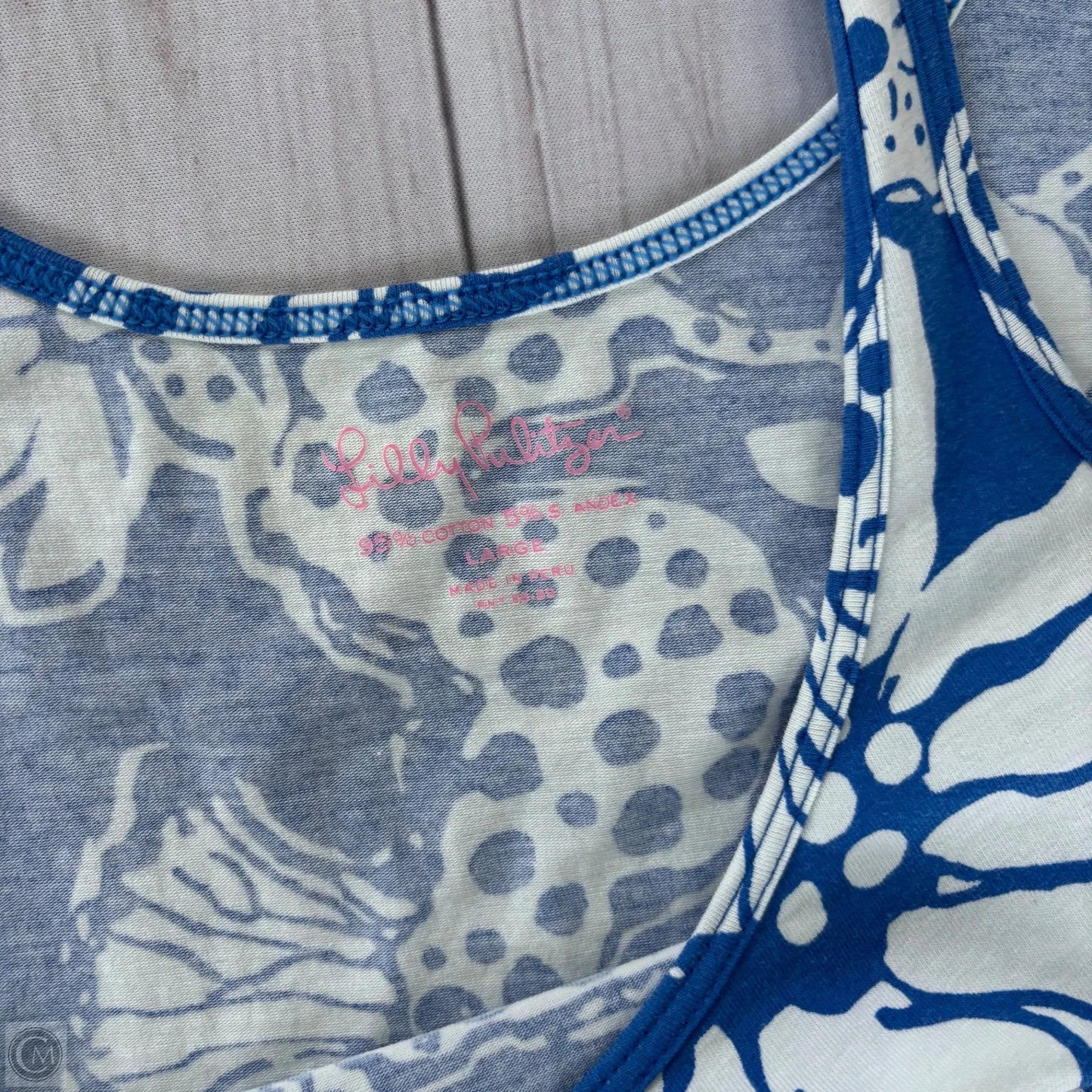 Top Sleeveless Designer By Lilly Pulitzer In Blue & White, Size: L