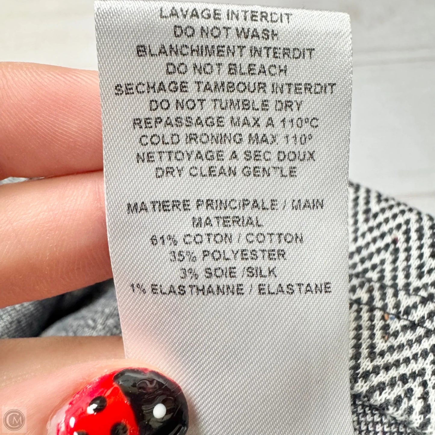 Top 3/4 Sleeve Designer By See By Chloe In Chevron Pattern, Size: M