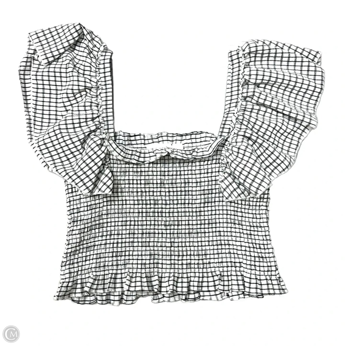Top Short Sleeve By Maeve In Checkered Pattern, Size: L