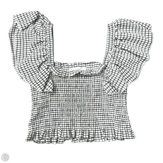 Top Short Sleeve By Maeve In Checkered Pattern, Size: L