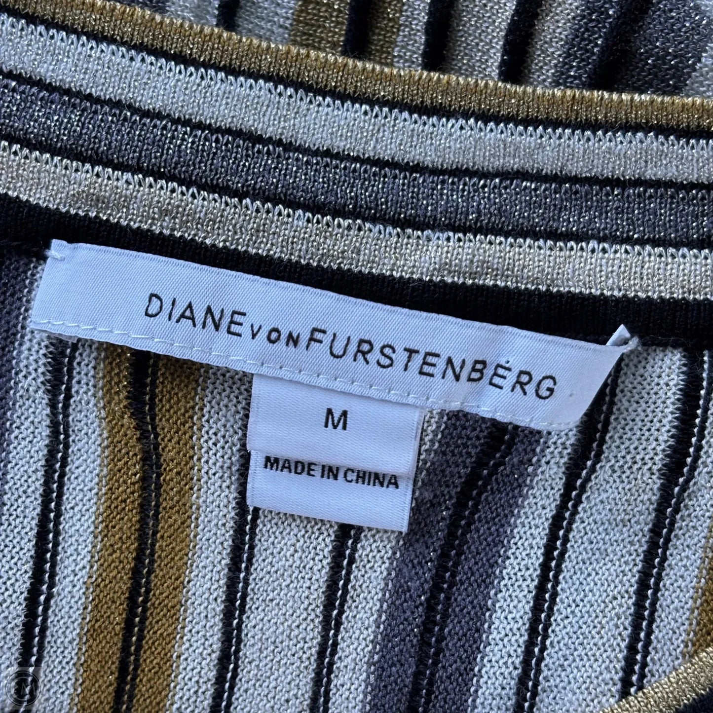 Top Long Sleeve Designer By Diane Von Furstenberg In Striped Pattern, Size: M