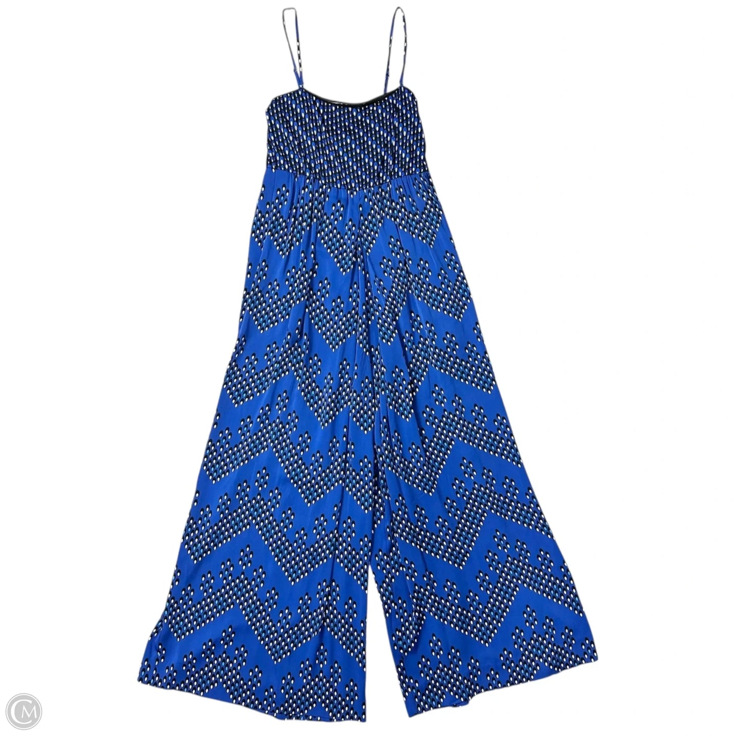 Jumpsuit Designer By Diane Von Furstenberg In Black & Blue, Size: M