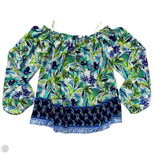 Top Long Sleeve Designer By Lilly Pulitzer In Blue & Green, Size: S