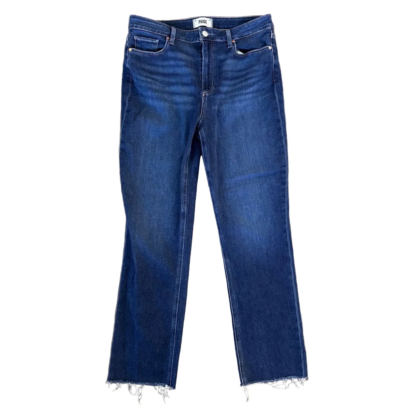 Jeans Straight By Paige In Blue Denim, Size: 12