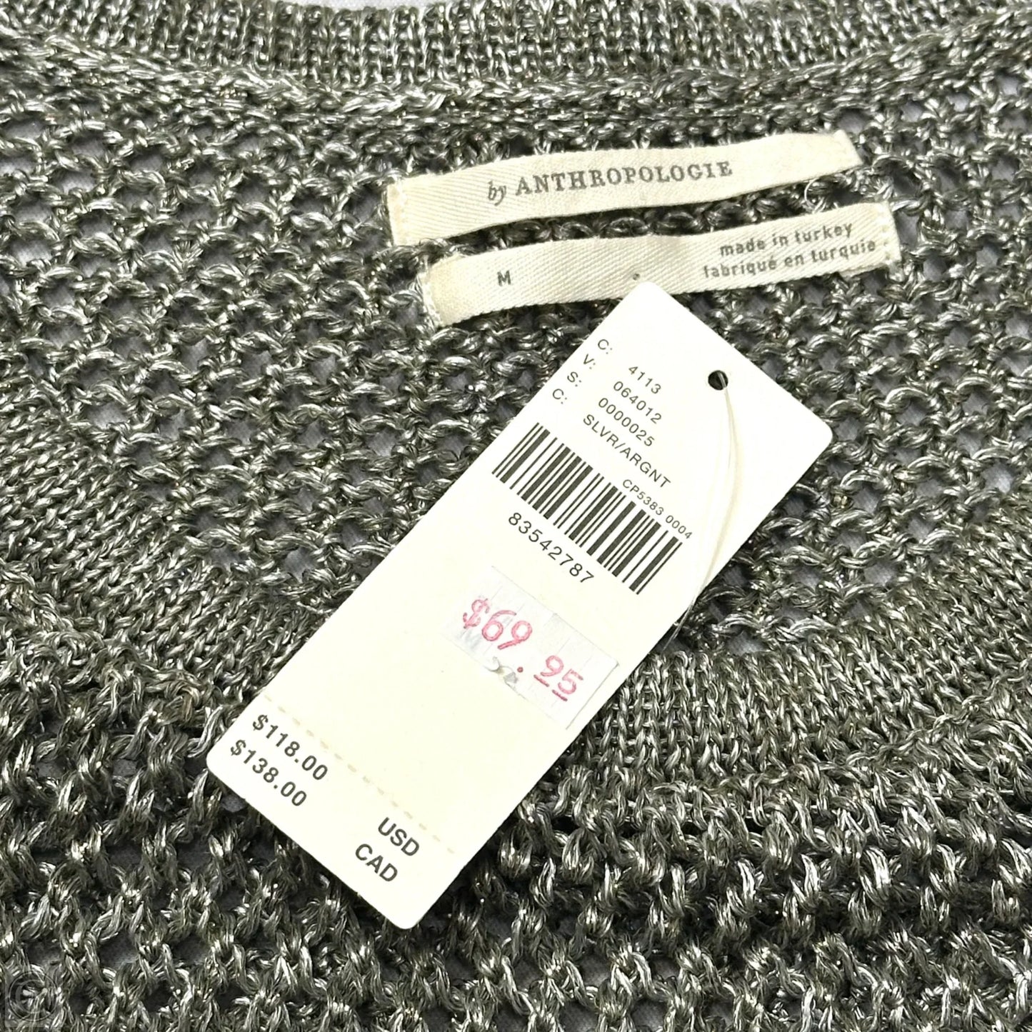 Top Long Sleeve By Anthropologie In Silver, Size: M