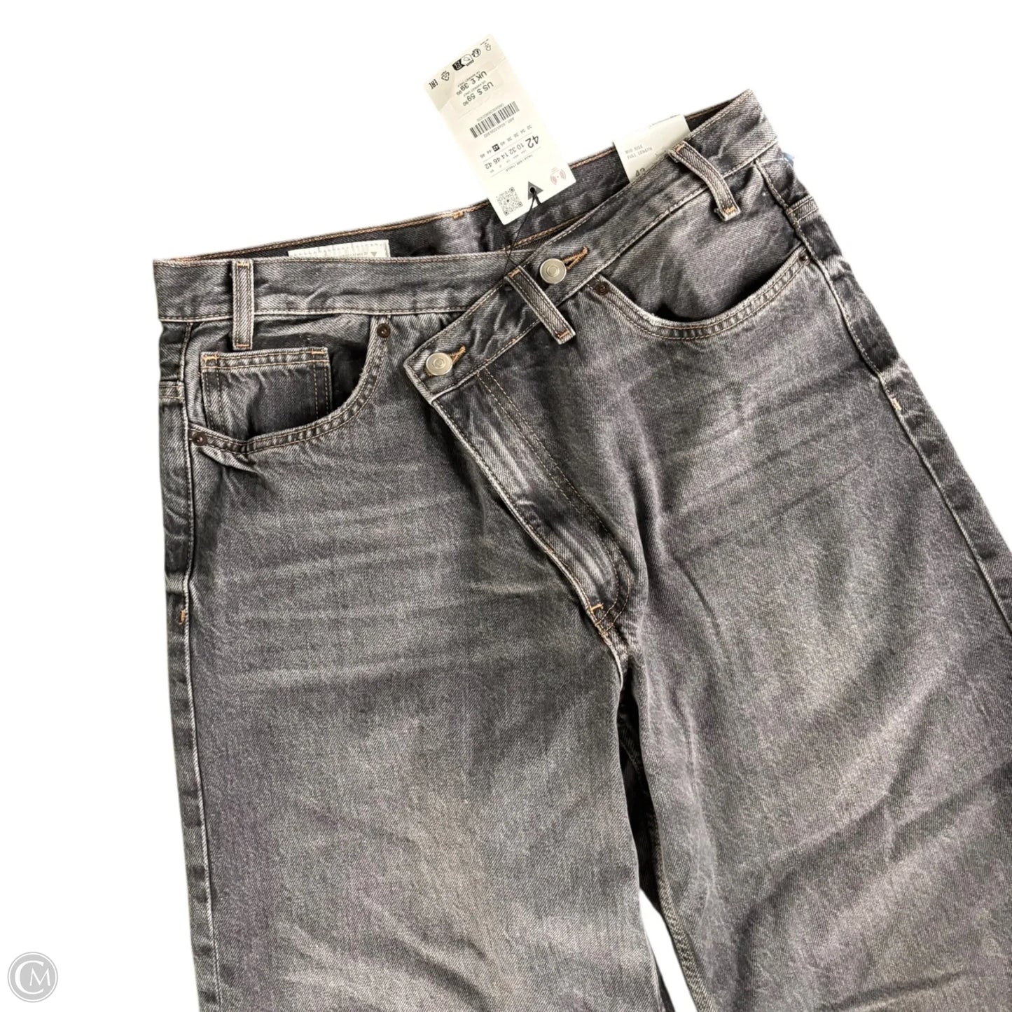 Jeans Wide Leg By Zara In Grey Denim, Size: 10