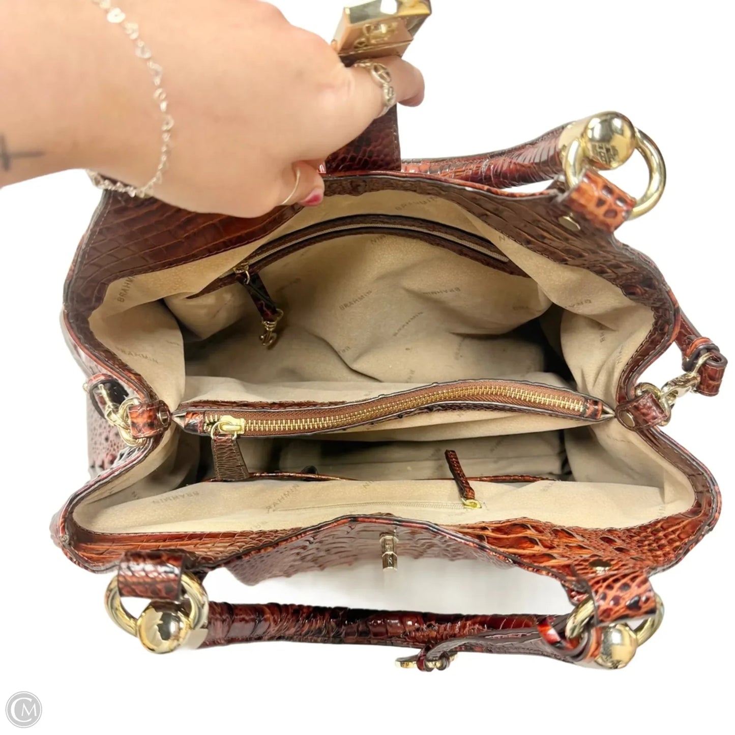 Handbag Designer By Brahmin, Size: Large