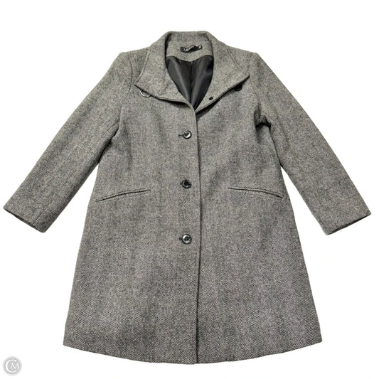 Coat Wool By Lauren By Ralph Lauren In Black & Grey, Size: M